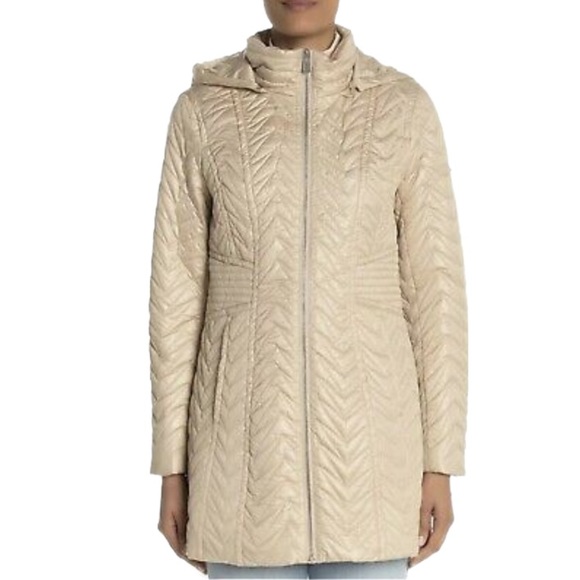 Via Spiga Women's Beige Long Sleeve Winter Jacket With Detachable Hood - Picture 2 of 13